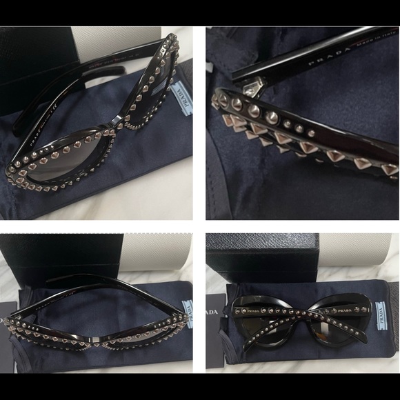 PRADA STUDDED FASHION STATEMENT ARE STUDS AND MORE STUDS ON HAVANA SUNNIES - Picture 7 of 16